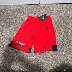 Under Armour Men's Athletic Red Shorts with Black Trim